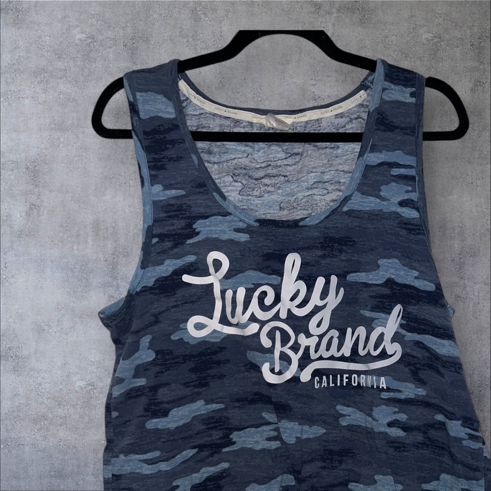 Lucky Brand Blue Camo Tank Top‎